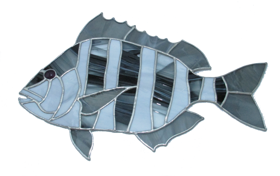 Stained glass sheepshead fish