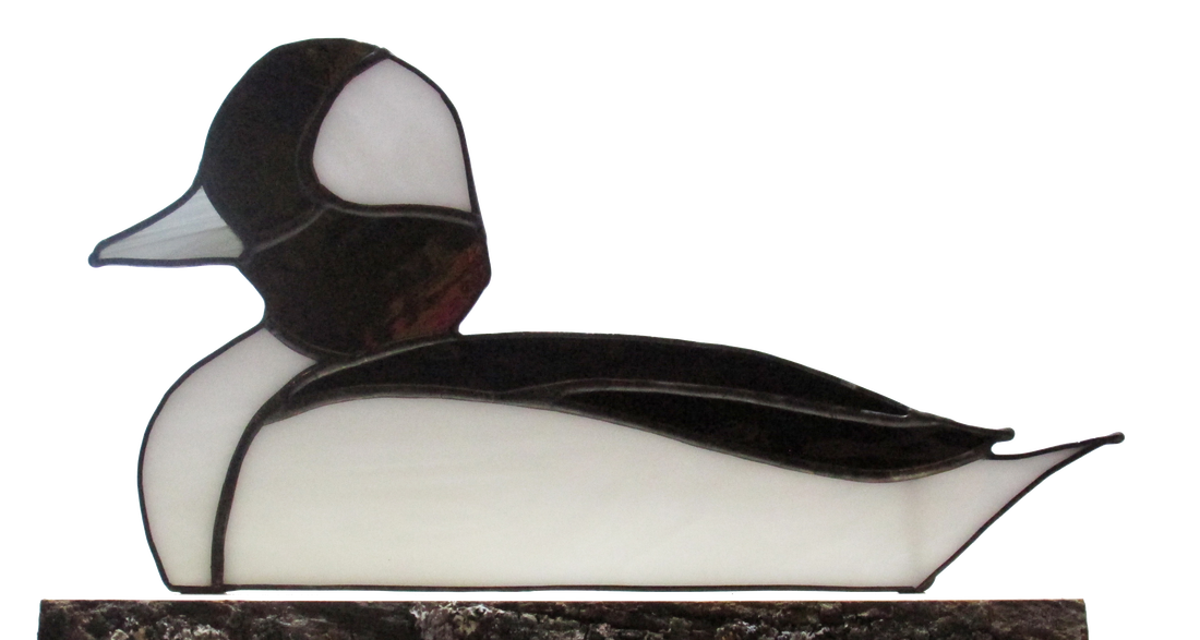 Stained glass bufflehead duck