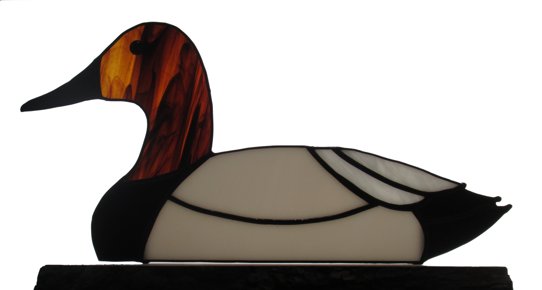 Stained glass canvasback duck