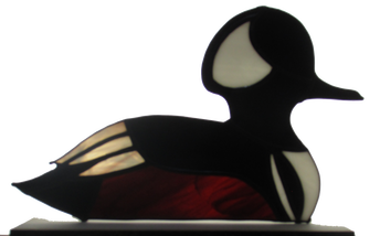 Stained glass hooded merganser duck