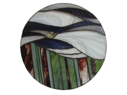 Abstract landscape circle, citrine, garnet, jasper