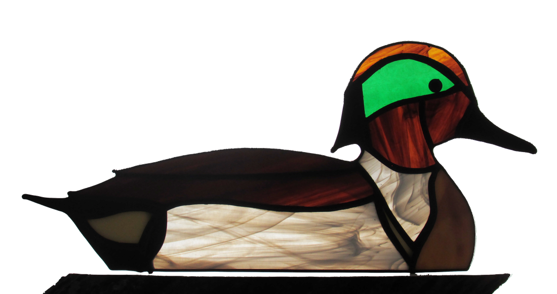 Stained glass wigeon duck