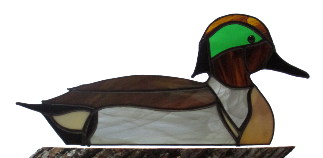 Stained glass wigeon duck
