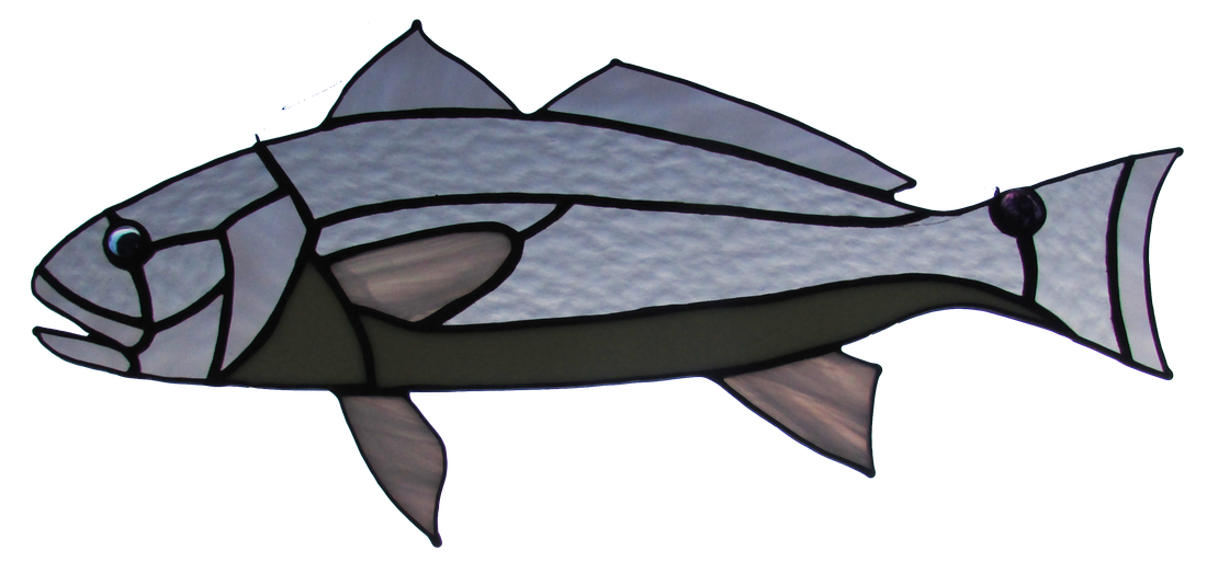 stained glass red drum fish
