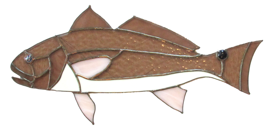 stained glass red drum fish