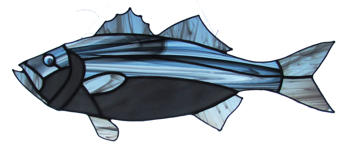 stained glass striped bass fish