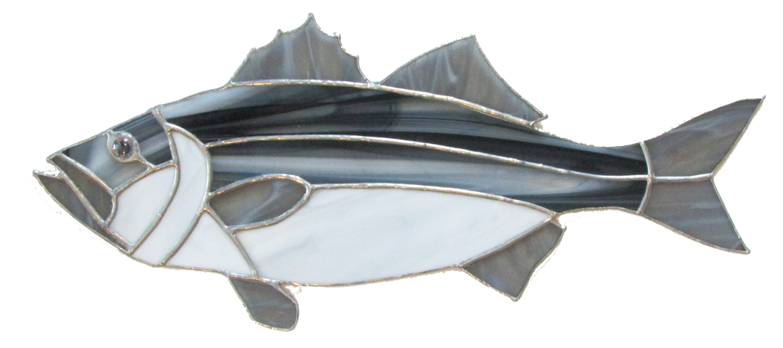 stained glass striped bass fish